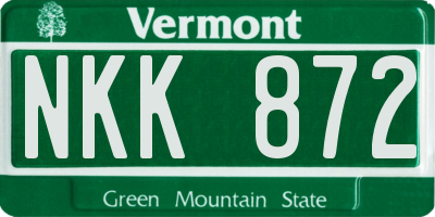 VT license plate NKK872