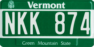 VT license plate NKK874