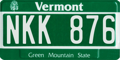 VT license plate NKK876