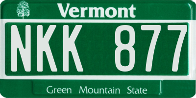 VT license plate NKK877