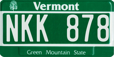 VT license plate NKK878