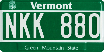 VT license plate NKK880