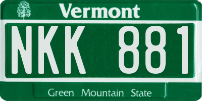 VT license plate NKK881