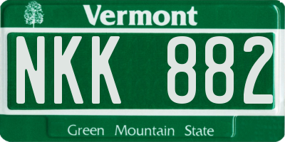 VT license plate NKK882