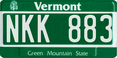 VT license plate NKK883