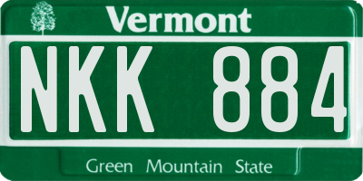 VT license plate NKK884
