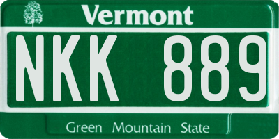 VT license plate NKK889