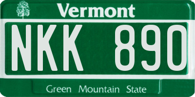 VT license plate NKK890