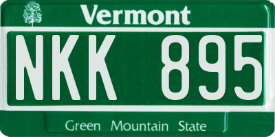 VT license plate NKK895