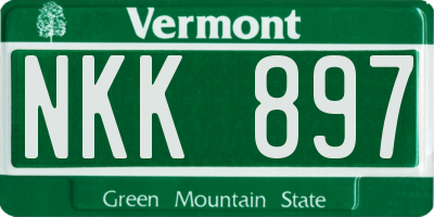 VT license plate NKK897