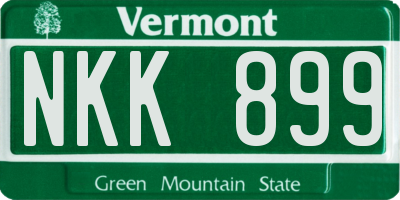VT license plate NKK899
