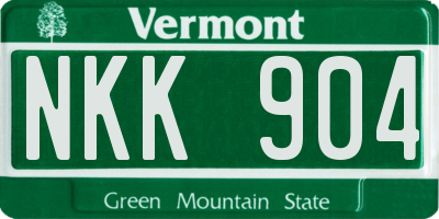 VT license plate NKK904