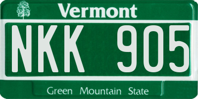 VT license plate NKK905