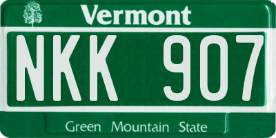 VT license plate NKK907