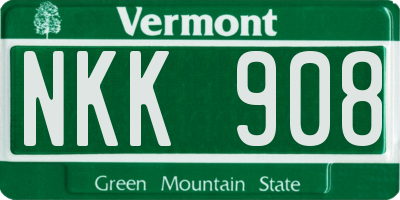 VT license plate NKK908