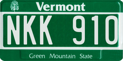 VT license plate NKK910