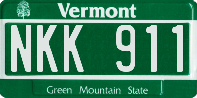 VT license plate NKK911