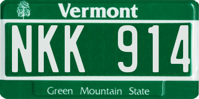 VT license plate NKK914