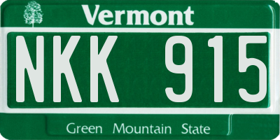 VT license plate NKK915