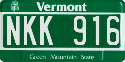 VT license plate NKK916