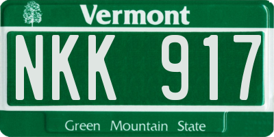 VT license plate NKK917