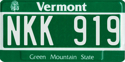 VT license plate NKK919