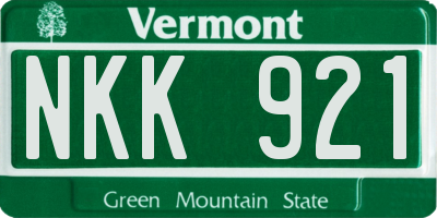 VT license plate NKK921
