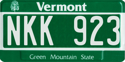 VT license plate NKK923
