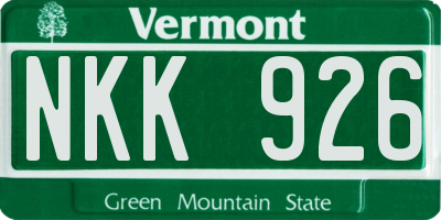 VT license plate NKK926