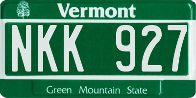 VT license plate NKK927