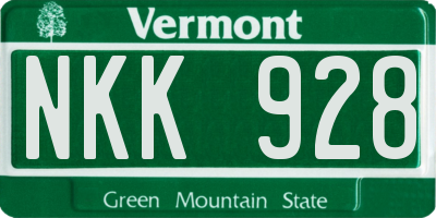 VT license plate NKK928