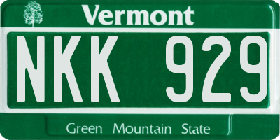VT license plate NKK929