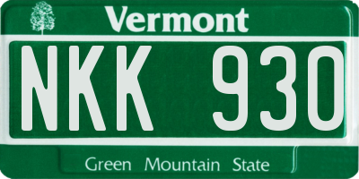 VT license plate NKK930