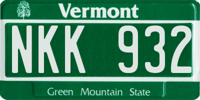 VT license plate NKK932