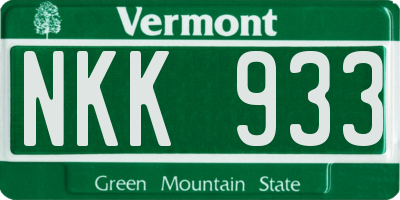 VT license plate NKK933