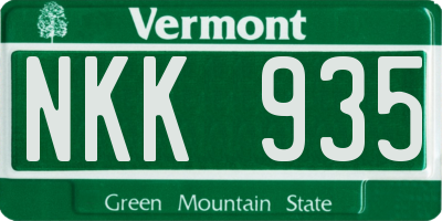 VT license plate NKK935