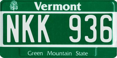 VT license plate NKK936