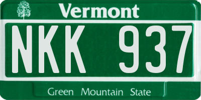 VT license plate NKK937