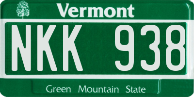 VT license plate NKK938