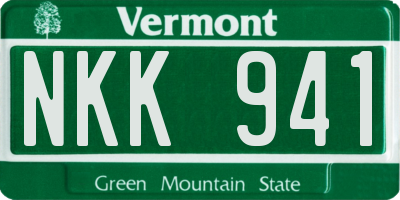 VT license plate NKK941