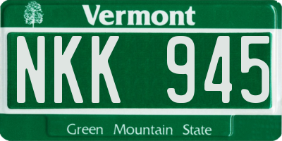 VT license plate NKK945