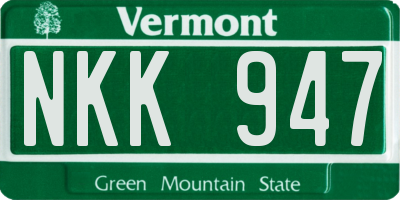 VT license plate NKK947