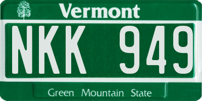 VT license plate NKK949