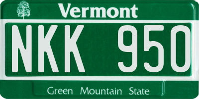 VT license plate NKK950