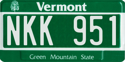 VT license plate NKK951