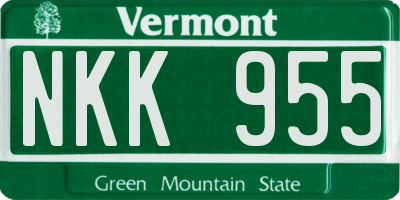 VT license plate NKK955