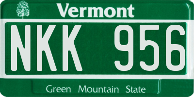 VT license plate NKK956