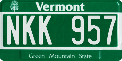 VT license plate NKK957