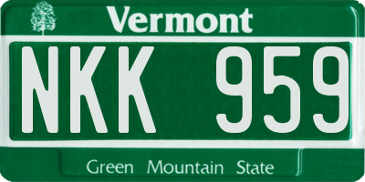 VT license plate NKK959