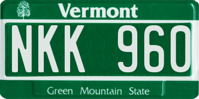 VT license plate NKK960